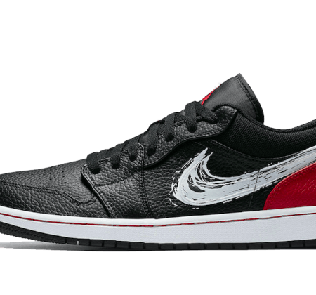 Nike Sko Air Jordan 1 Low Brushstroke Swoosh Sort